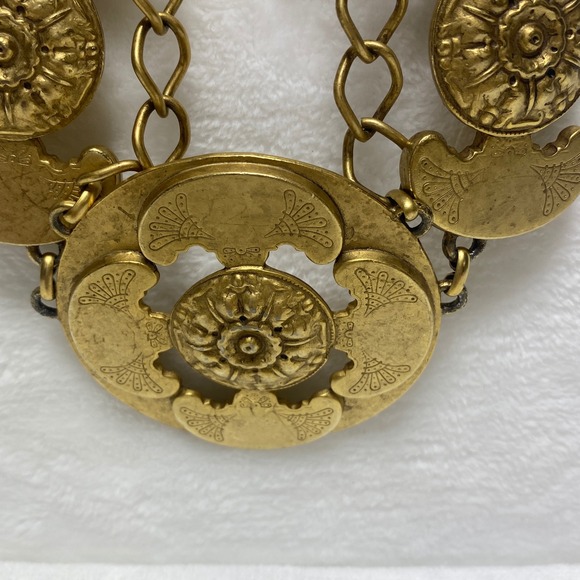 Vintage‎ Gold Tone Metal Coin Medallion Chain Belt Boho Festival Adjustable - Picture 3 of 10